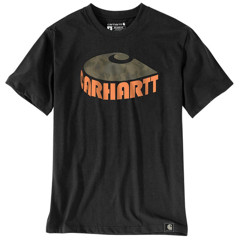Carhartt Men's Relaxed Fit Heavyweight Short-Sleeve Camo C Graphic T-Shirt, Black