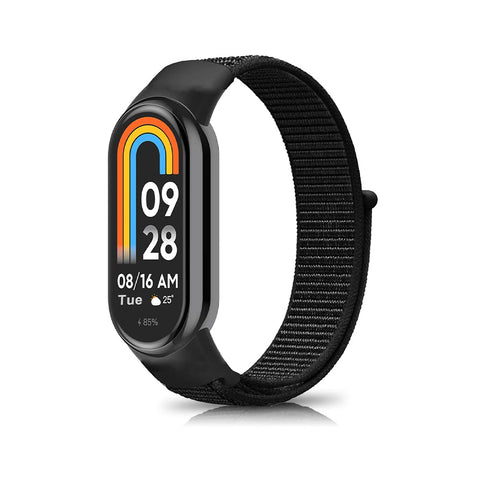 Niboow Strap Compatible with Xiaomi Smart Band 9 / Xiaomi Smart Band 8, Men Women Children Nylon Soft Lightweight Breathable Watch Band for Xiaomi Mi Band 9 / Xiaomi Mi Band 8 - Black