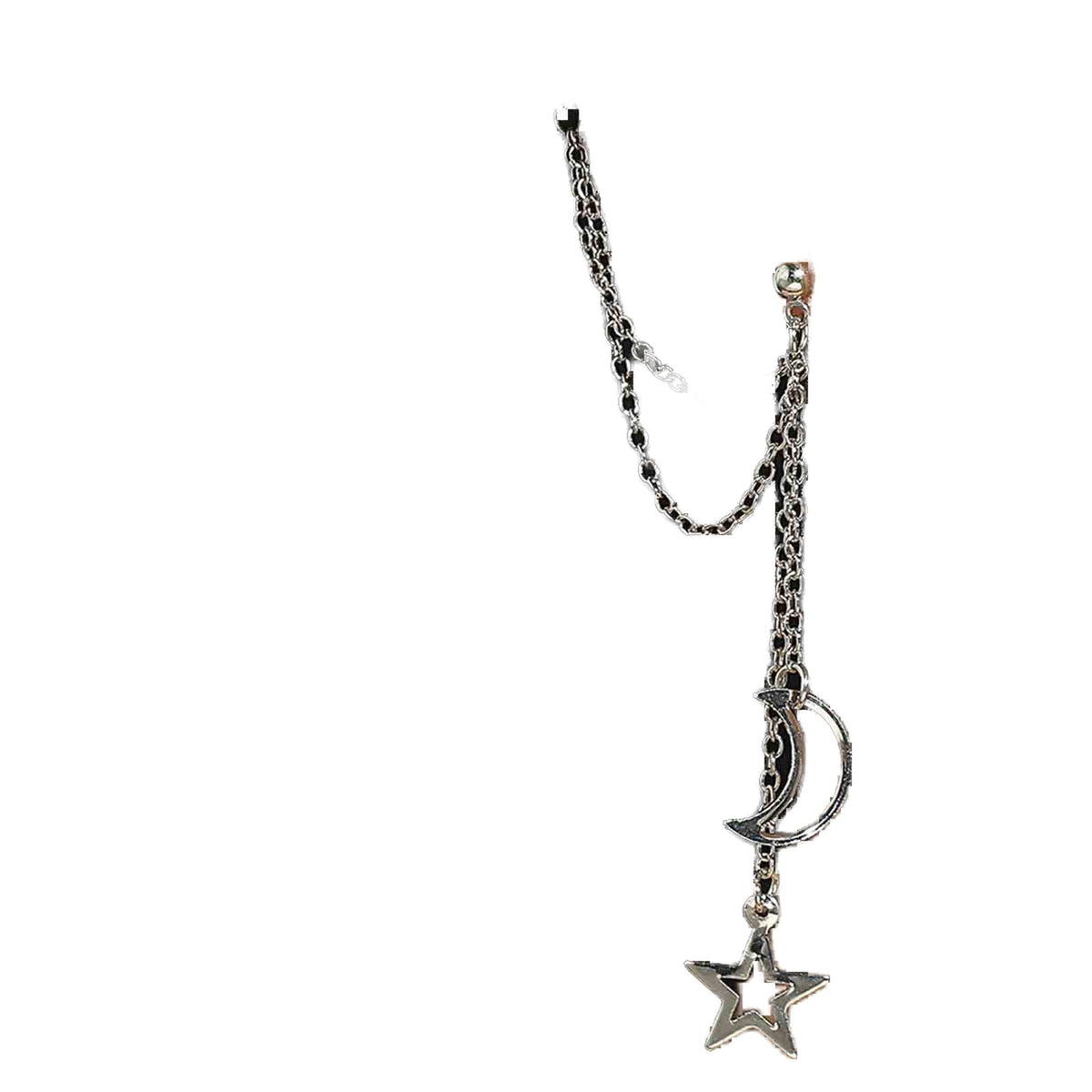 Yheakne Boho Star Moon Chain Cuff Earrings Silver Star Long Drop Earrings Moon Ear Cuff Wrap Earrings Cartilage Helix Chain Earrings Jewelry for Women and Girls