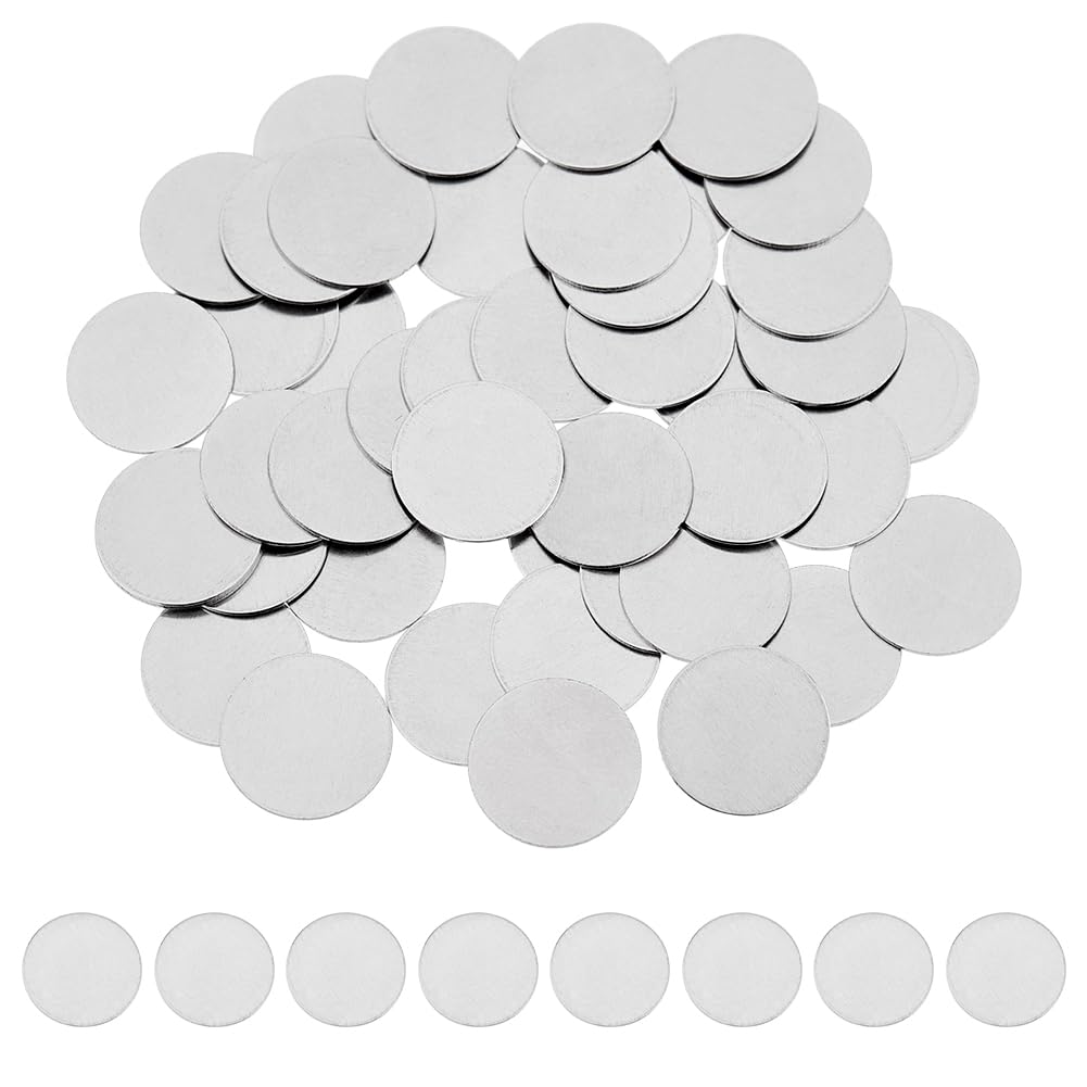 DICOSMETIC 100Pcs Metal Round Circle Plate 12mm Stainless Steel Blank Coins Round Blanks Tag Circle Stamping Pieces for DIY Jewelry Making, No Hole