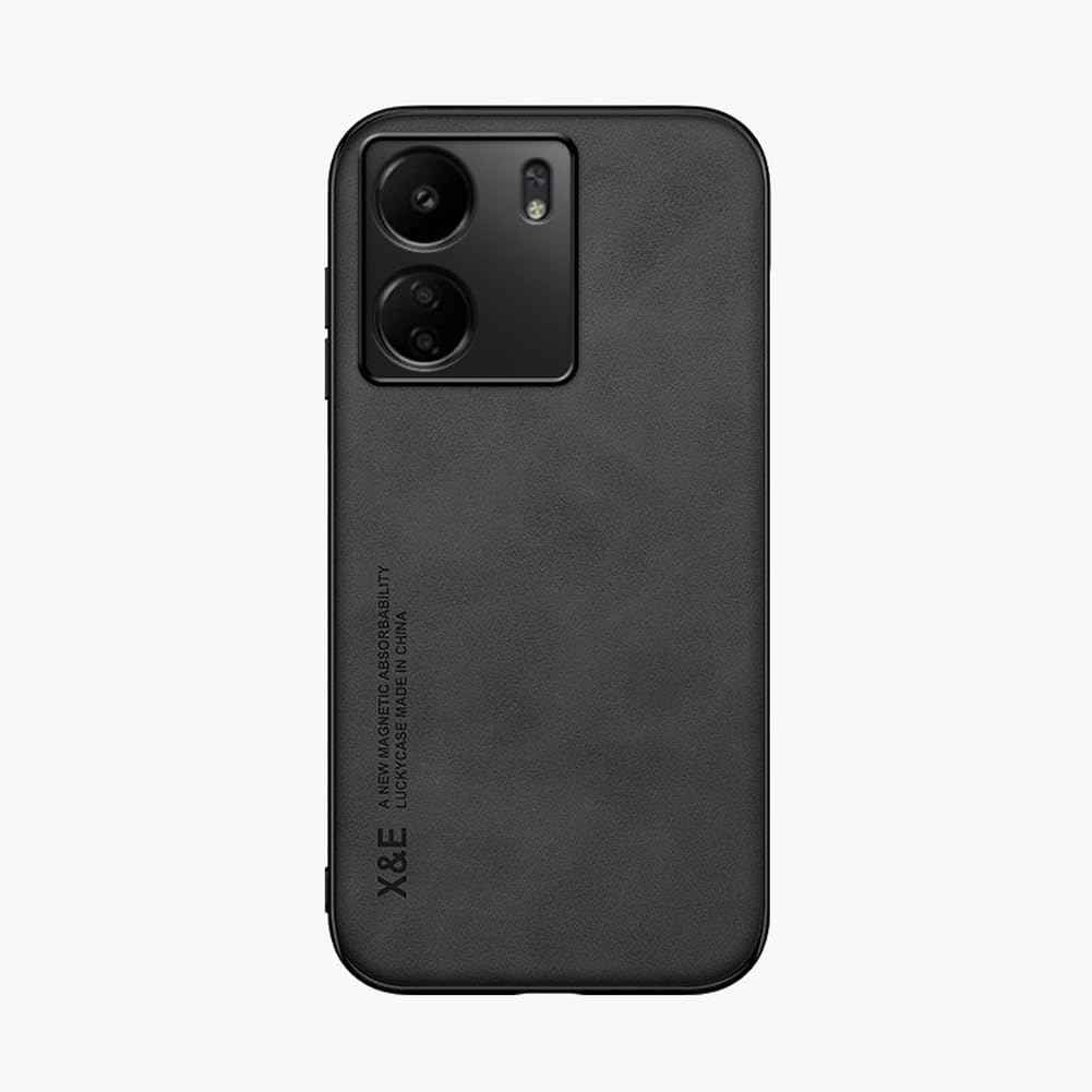 Kepuch Silklike Case for Redmi 13C - Cover Bumper Built-in Metal Plate for Redmi 13C - Black