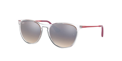 Ray-Ban Junior Girls' RJ9060S Erika Round Sunglasses, Transparent/Brown Gradient Mirrored Silver, 50 mm