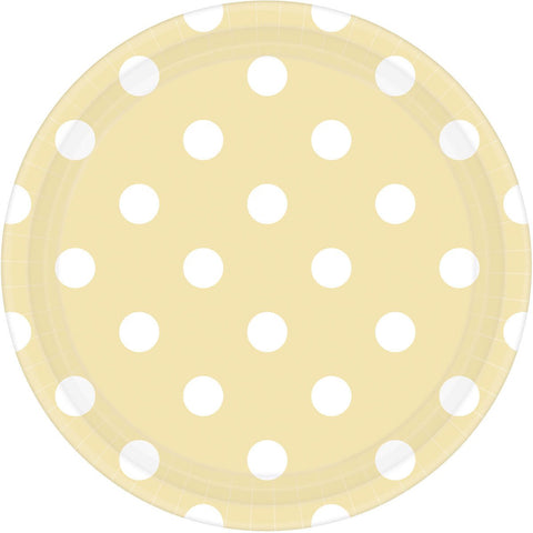 Vanilla CrÃƒÆ’Ã†â€™Ãƒâ€šÃ‚Â¨me Dots Lunch Paper Plates Color Party Disposable Tableware, Round, 9", Pack of 8.