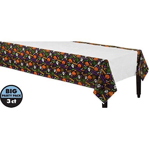 Spooktacular Halloween Gang Reusable Plastic Table Cover, 54" x 102" Pack of 3.