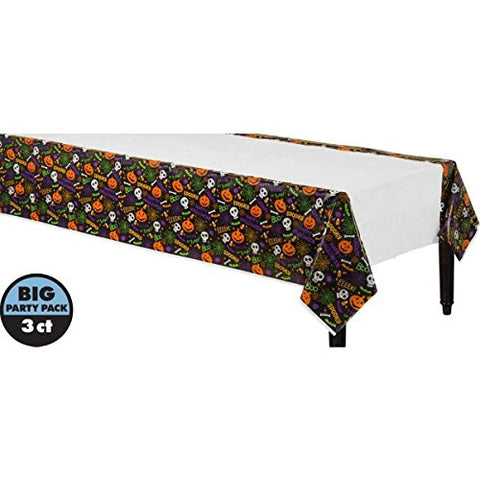 Spooktacular Halloween Gang Reusable Plastic Table Cover, 54" x 102" Pack of 3.