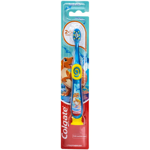 Colgate Dinosaur Toothbrush for Children with Suction Cup, Kids 2-5 Years Old, Extra Soft - 1 Count