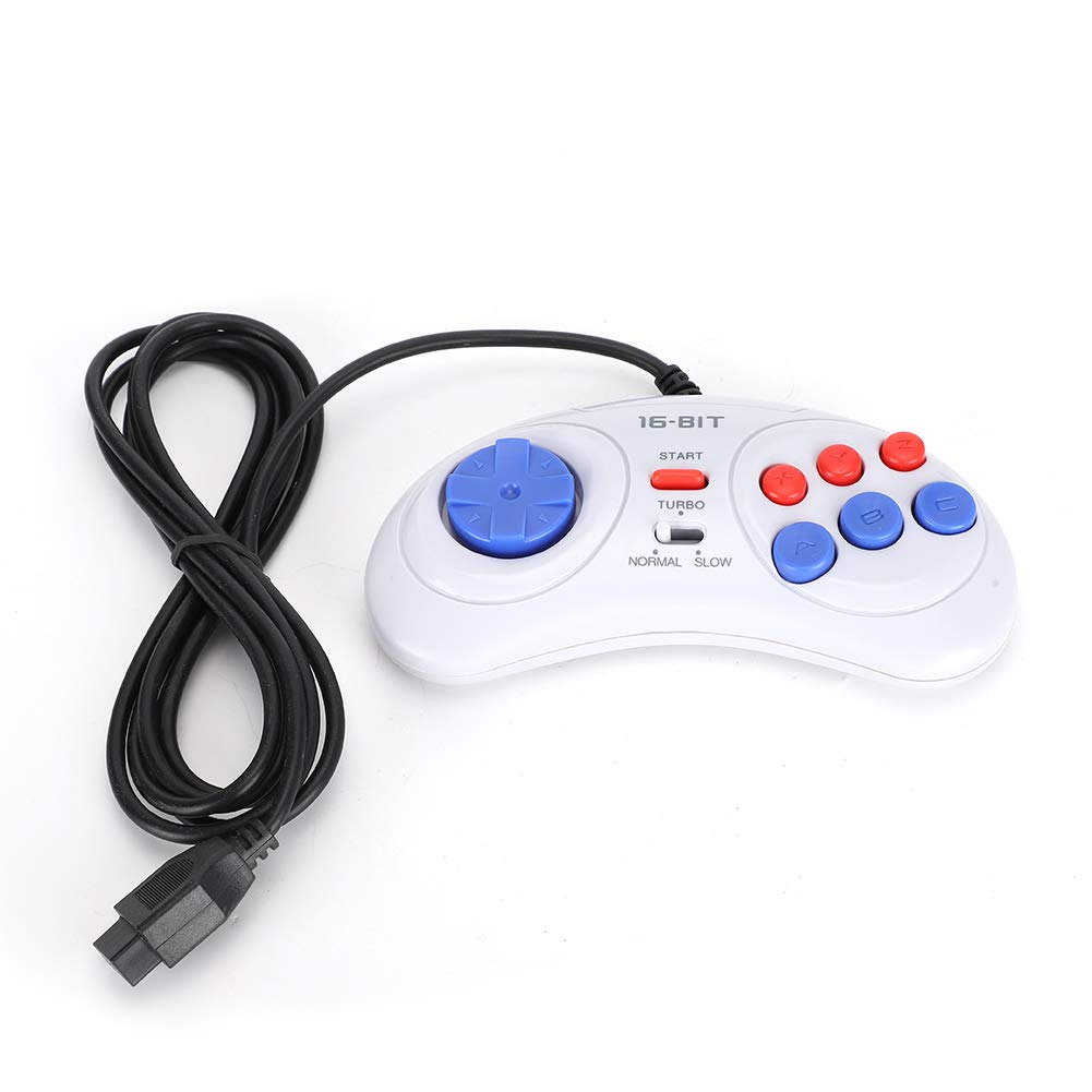 Game Controller, 16Bit 9-Pin Portable Gaming Joystick Handle Mini Handheld Game Console Ergonomic Gaming Controller White for Sega