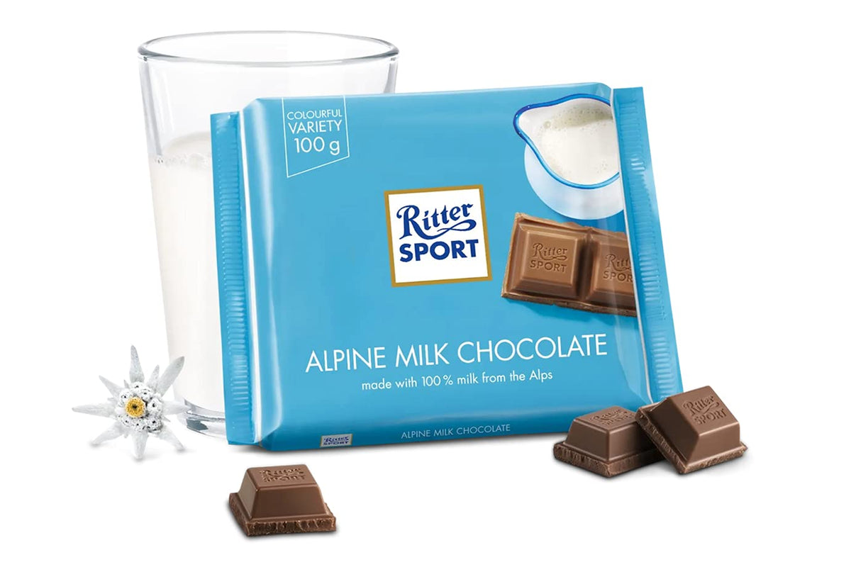 Ritter Sport Alpine Milk Chocolate 100g (Pack of 12)