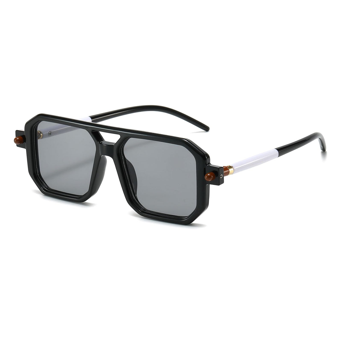 LJCZKA Retro 70s Square Flat Pilot Sunglasses for Women Men Classic Fashion Double Bridge Frame Sunglasses Anti UV400