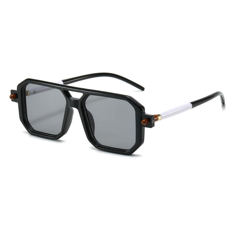 LJCZKA Retro 70s Square Flat Pilot Sunglasses for Women Men Classic Fashion Double Bridge Frame Sunglasses Anti UV400