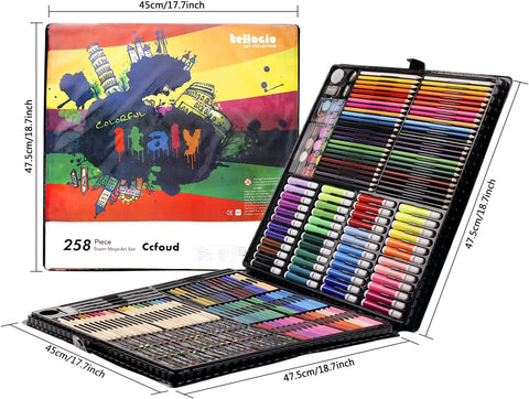 258 Piecs Inspiration Art Set for Drawing and Sketching Colored Pencils Crayons Case Painting Set