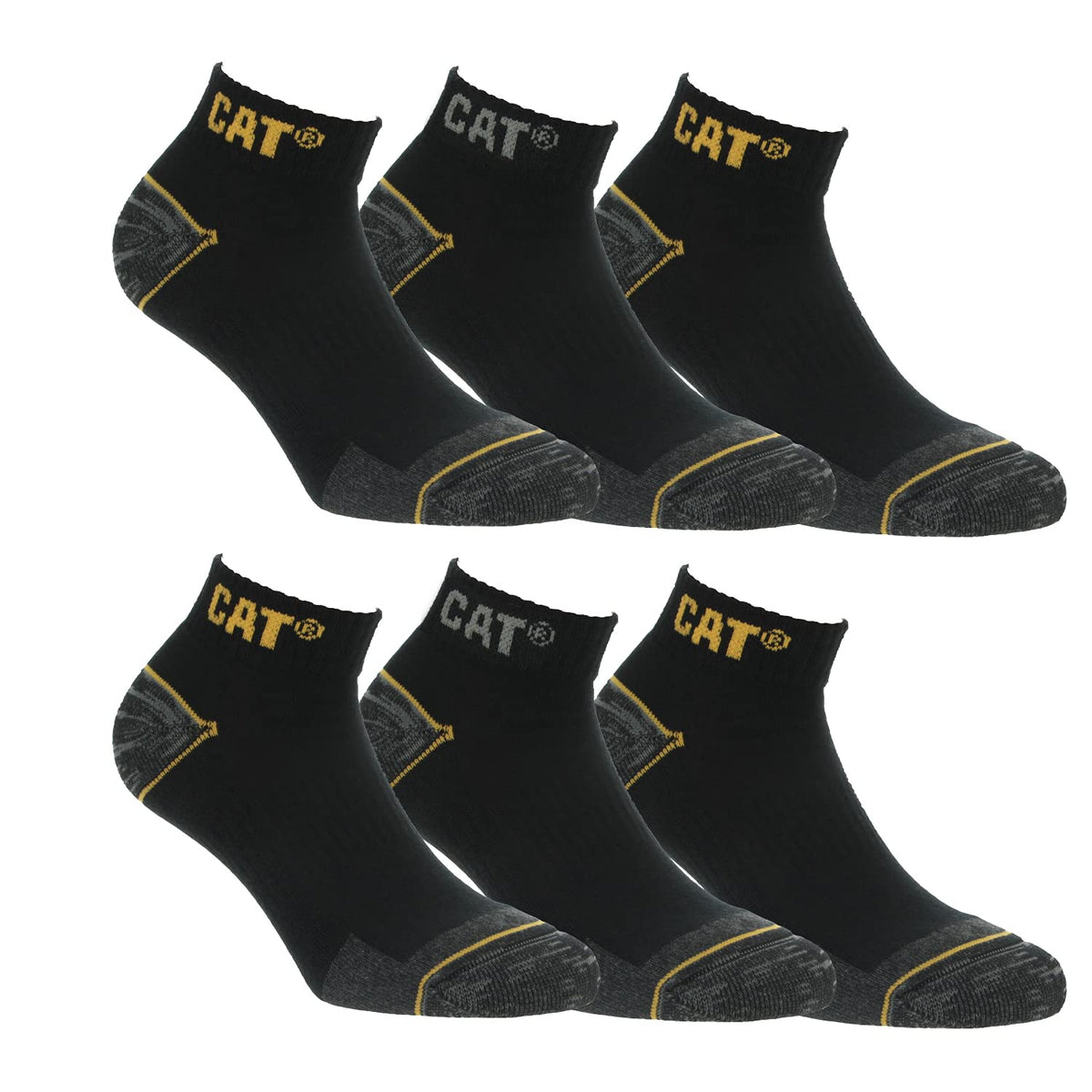 Caterpillar 6/12 Pairs of Men's Work Trainer Socks with Reinforced Heel and Toe