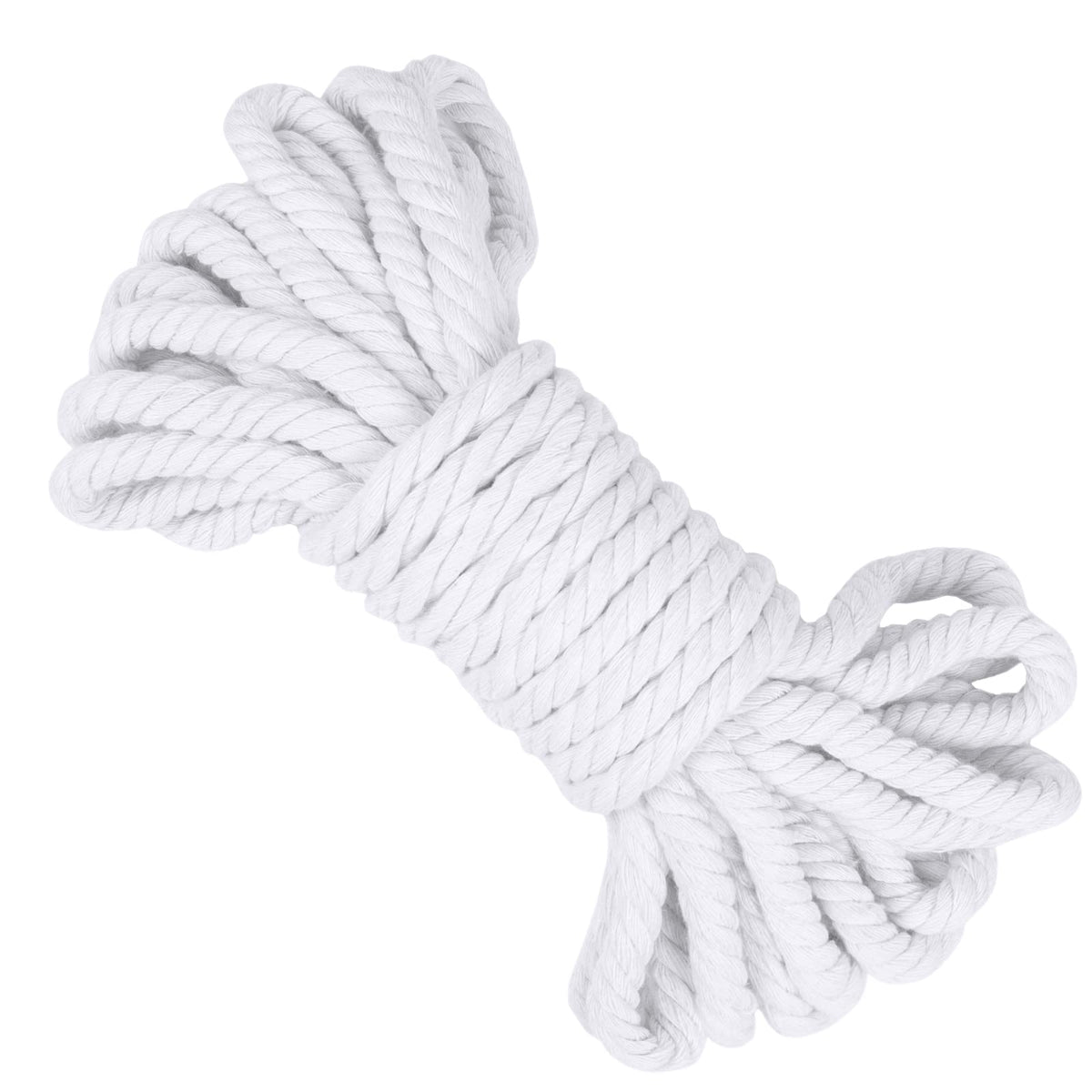 LEREATI Thick Macrame Cord 8mm x 32.8 Feet Macrame Rope Yarn Braided Cotton Cord, 3-Ply Twisted Natural Cotton Rope for DIY Crafts Wall Hangings Plant Hangers Knotting Home Decoration (White)