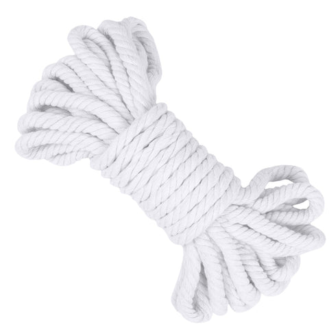 LEREATI Thick Macrame Cord 8mm x 32.8 Feet Macrame Rope Yarn Braided Cotton Cord, 3-Ply Twisted Natural Cotton Rope for DIY Crafts Wall Hangings Plant Hangers Knotting Home Decoration (White)