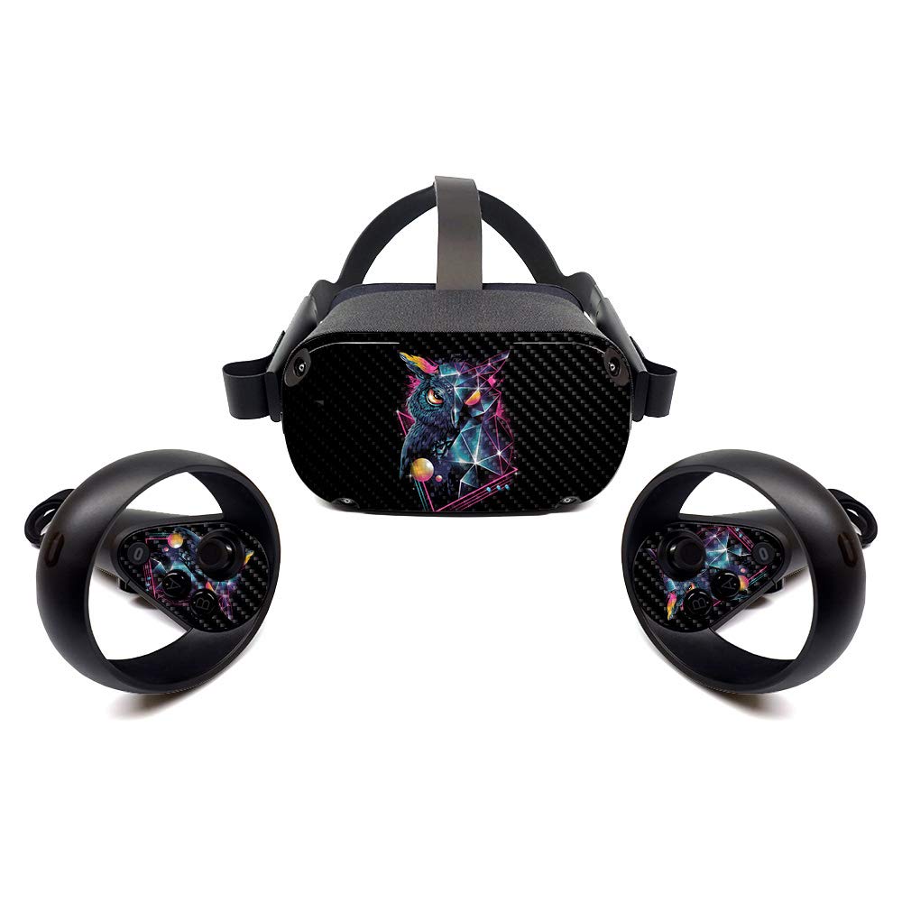 MightySkins Carbon Fiber Skin for Oculus Quest - Outrageous Owl | Protective, Durable Textured Carbon Fiber Finish | Easy to Apply, Remove, and Change Styles | Made in The USA (CF-OCQU-Outrageous Owl)