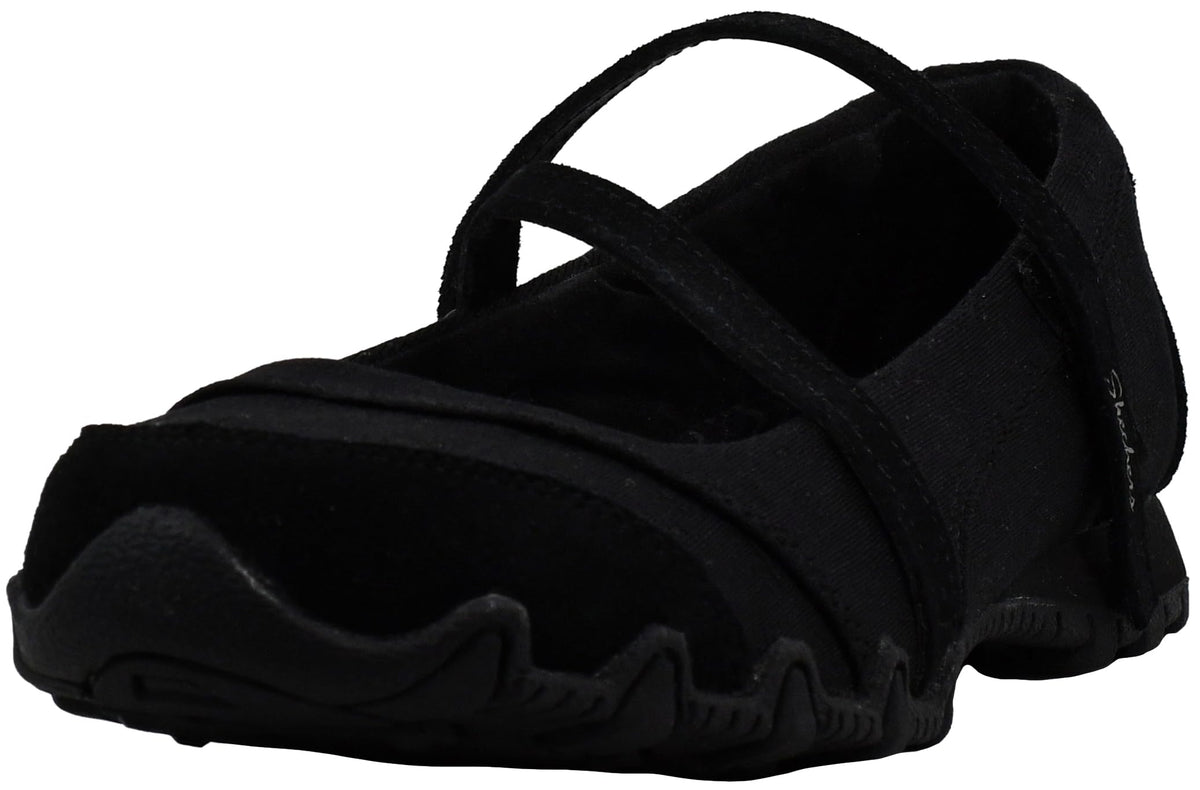 Skechers Women's Bikers Fiesta Mary Jane Flat, Black, 11 W US