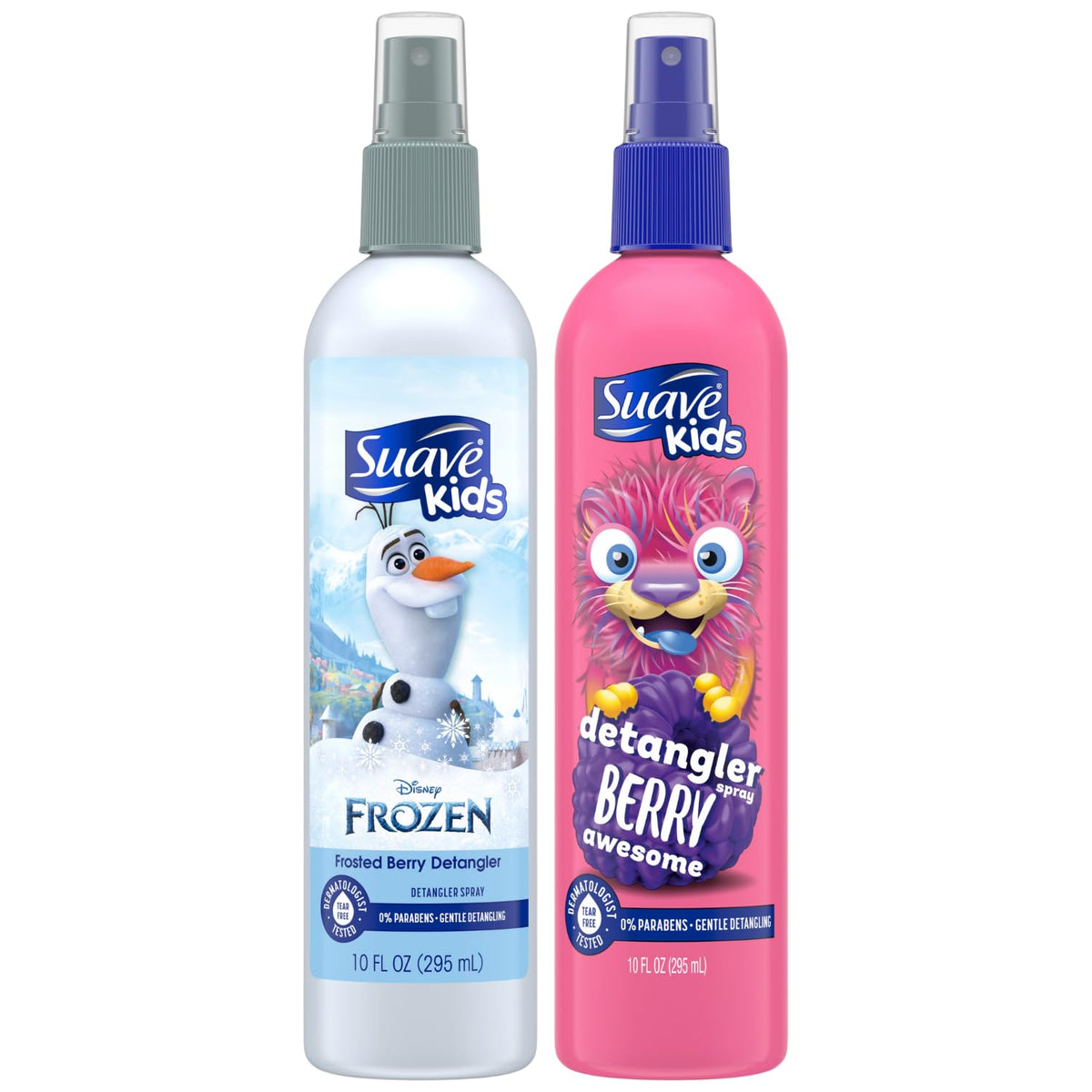 Suave Detangler Spray for Kids Variety 2-Pack - Berry Awesome & Frozen Frosted Berry, Detangling Spray for Kids Hair, Curly, Wavy & Straight, 10 Oz Ea