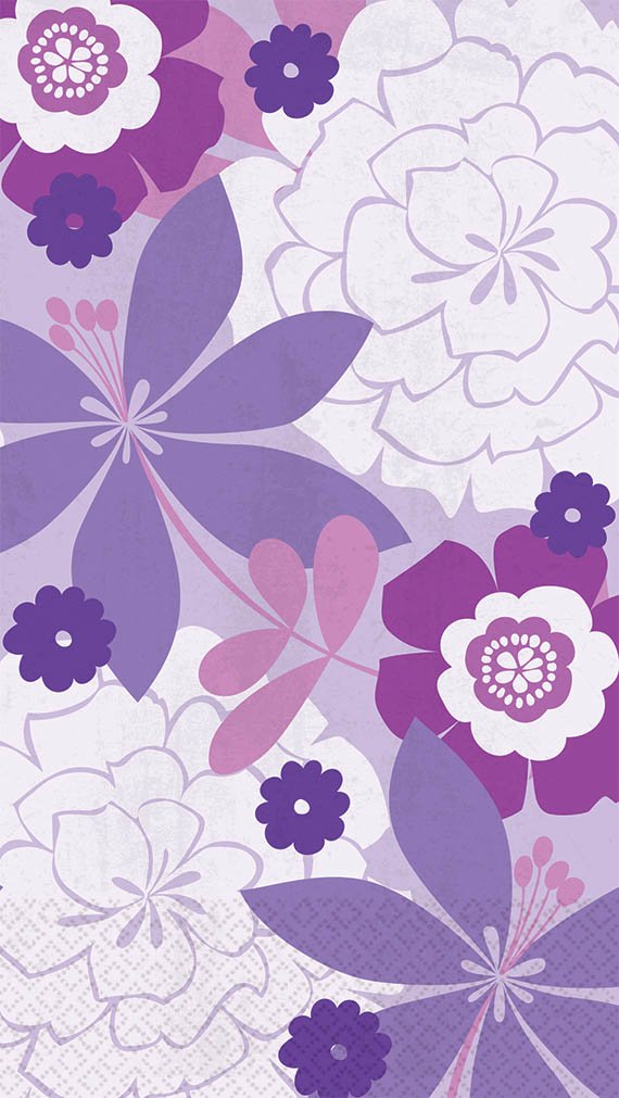 Amscan Plum Petals Disposable 2 Ply Eco Paper Guest Towels Tableware, 8 x 4.5", Purple