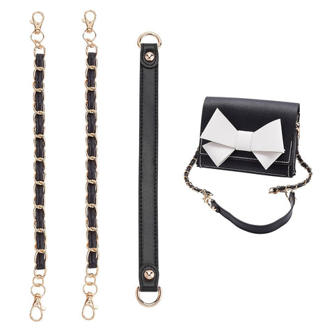 WADORN 2 Style PU Leather Purse Strap Bag, 3pcs Metal PU Leather Handbag Chains Shoulder Bag Chains Strap Replacement for Clutch Purse DIY Crafts