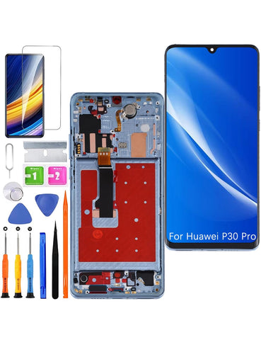 Replacement Display for Huawei P30 Pro LCD Screen TFT, VOG-L29 Display Touch Digitizer Assembly Repair Parts Kit (Breathing Crystal with Frame, No Fingerprint, Not Curved Screen)