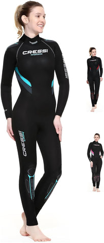 Cressi Womens Castoro Lady Modular Diving Wetsuit, Black/Aquamarine, L EU