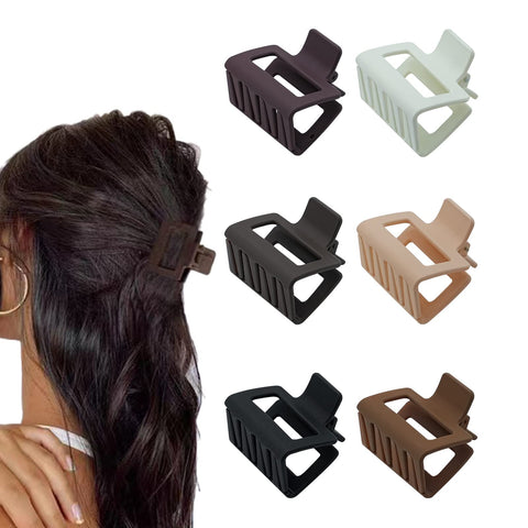 6 PCS Small Claw Clips, 2" Square Matte Hair Claw Clips for Thin/Medium Thick Hair, Strong Hold Hair Clips Nonslip Rectangle Hair Claws for Women Girls
