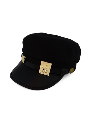 Kujo Jotaro Hat JoJo Black Cap Cool Halloween Cosplay Metal Badge Costume Accessory