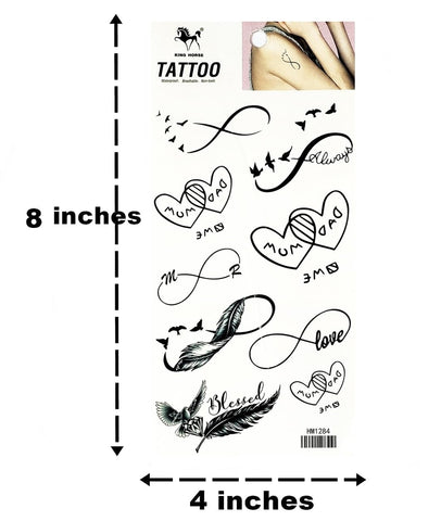 Black Infinity Birds Temporary Tattoo Sticker Decal Festival Sexy Body Paint Realistic Fake Waterproof Tattoos for Man Women (Pack 2 PCS.)
