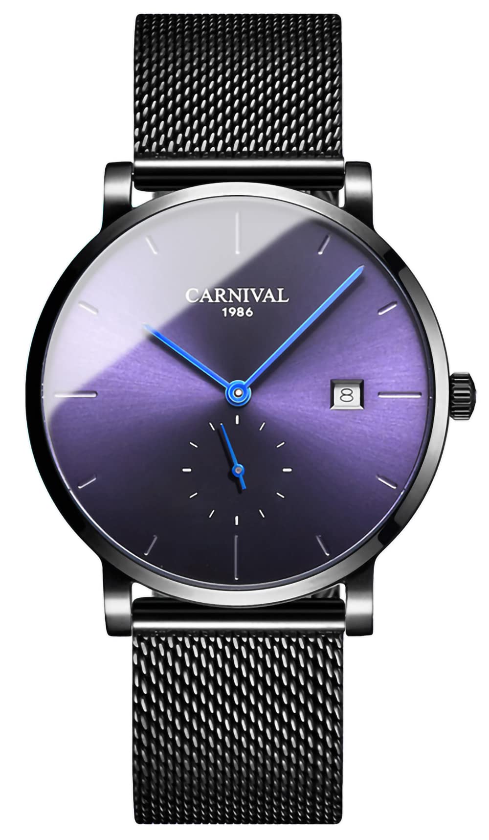 TEINTOP Carnival Automatic Mechanical Men's Watch Simple Business Male Watches (Black Blue)