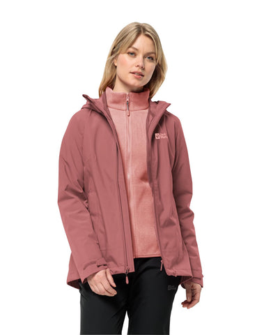 Jack Wolfskin Women's Moonrise 3-in-1 JKT W Jacket, Red Ochre, M
