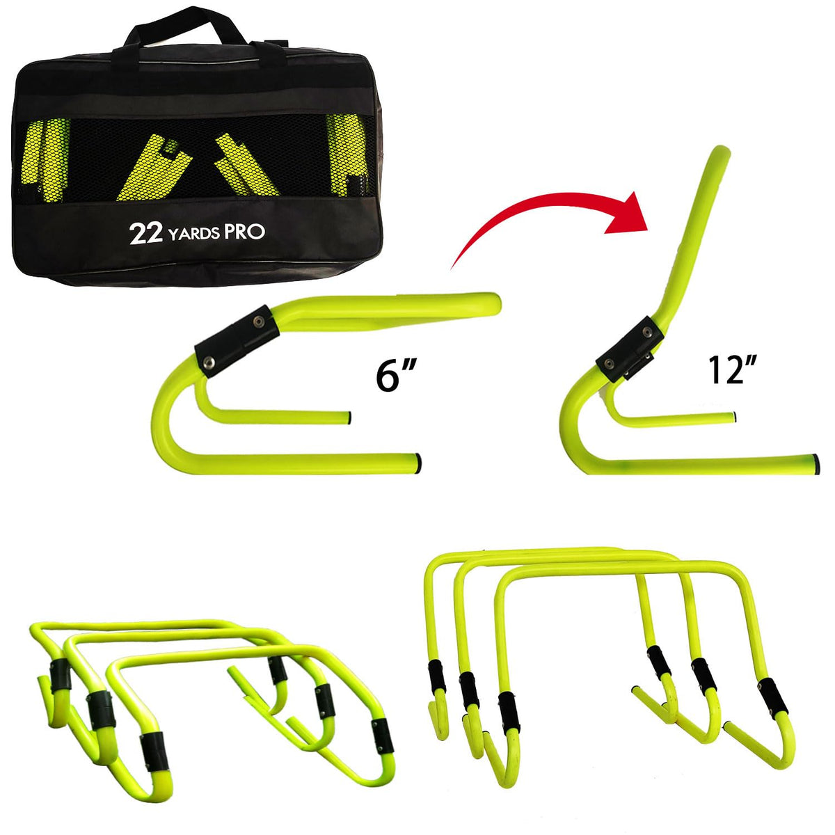 22YardsPro Training Agility Hurdles [6 PACK] - 6", 12" Adjustable Height UK