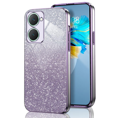 GOGME Glitter Case for VIVO Y28s 5G, Slim Soft TPU Electroplating Frame Glitter/Transparent Shockproof Anti-Scratch Cover. Purple