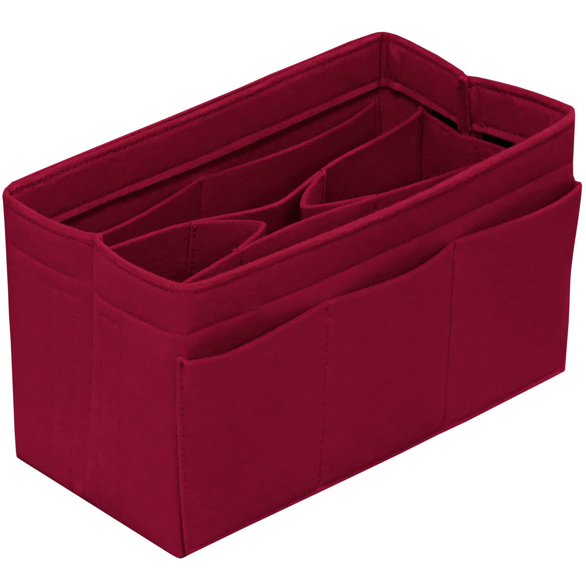 DailyPlus Purse Organizer Insert Felt Bag Organizer Handbag Organizer Insert Bag In Bag Organizer for Tote Purse Bag 14 Pockets Dark Red Medium