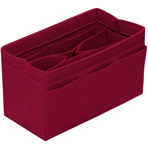DailyPlus Purse Organizer Insert Felt Bag Organizer Handbag Organizer Insert Bag In Bag Organizer for Tote Purse Bag 14 Pockets Dark Red Medium