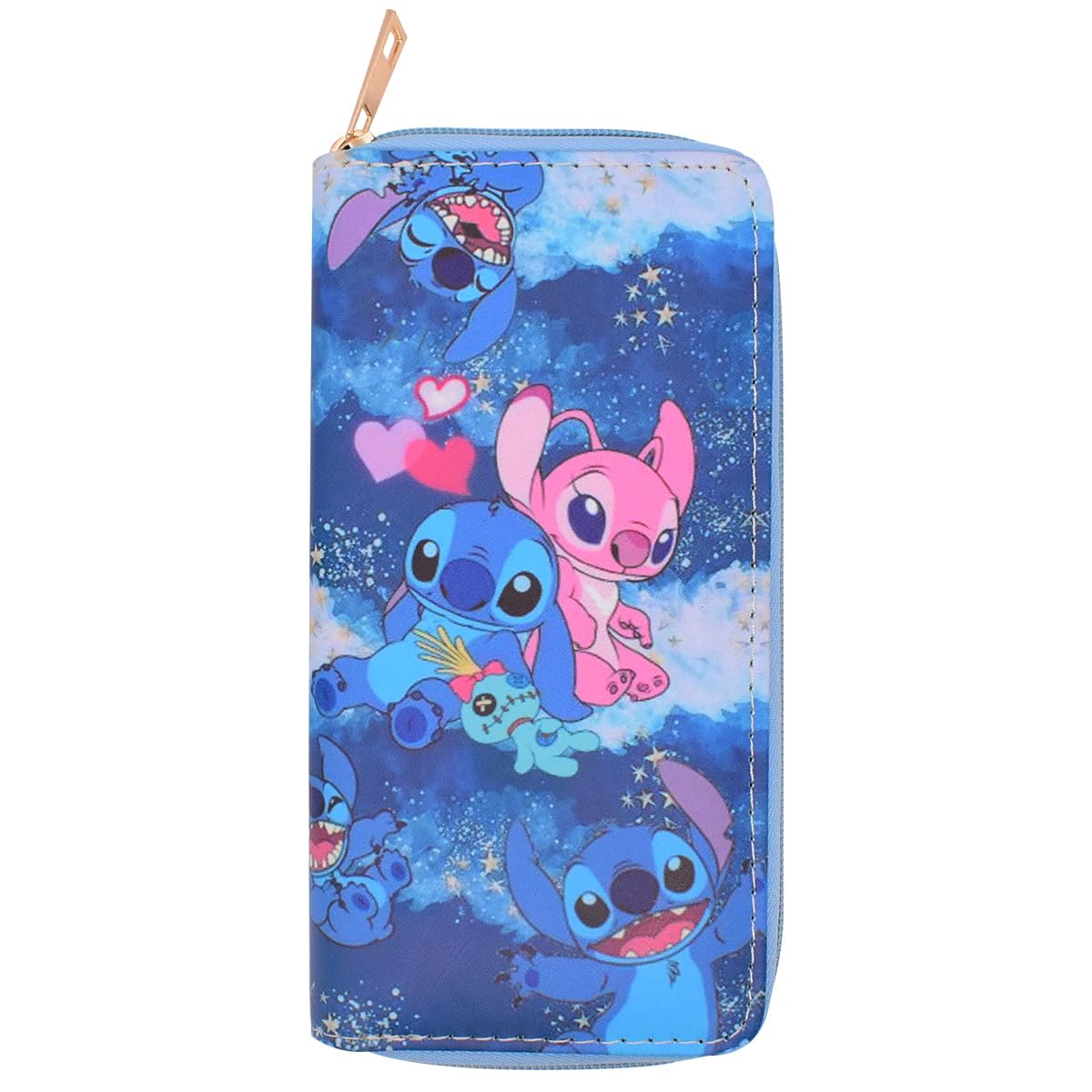 APDDHJ Stich Purses for Women - Long Wallet Stich Teen Anime Design Leather Style Purse Coin Purse with Zipper for Kids Anime Wallet Lovely Purse PU Leather Purse