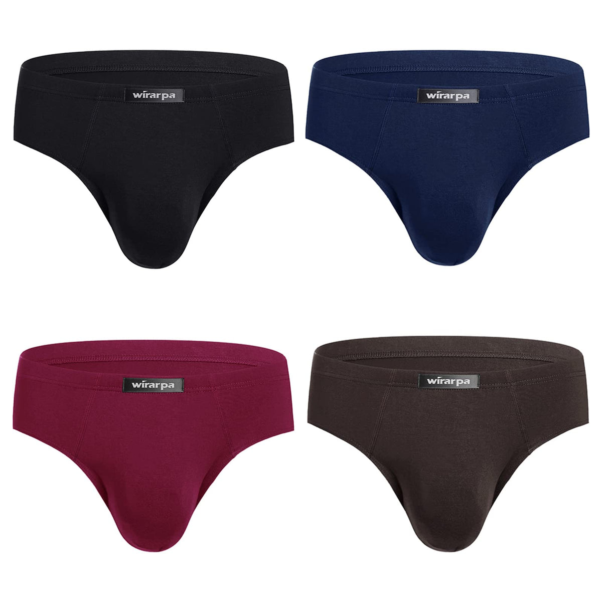wirarpa Men's Modal Briefs Underwear Super Soft Microfibre Underpants No Front Slips Covered Waistband, Multicolour-4 Pack, L: waist 36inches-38inches, 91-96cm