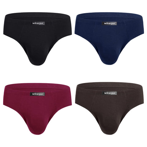 wirarpa Men's Modal Briefs Underwear Super Soft Microfibre Underpants No Front Slips Covered Waistband, Multicolour-4 Pack, L: waist 36inches-38inches, 91-96cm