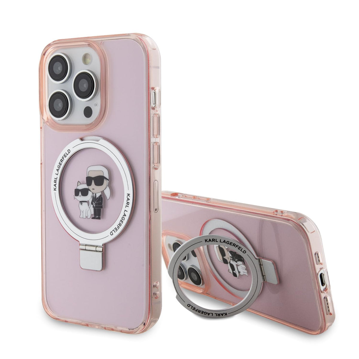 CG MOBILE Karl Lagerfeld Magfit Ring Stand Case for iPhone 15 Pro Max (Pink)