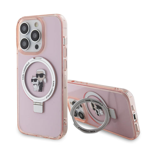 CG MOBILE Karl Lagerfeld Magfit Ring Stand Case for iPhone 15 Pro Max (Pink)