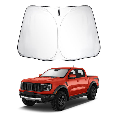 SKTU 2024 Ranger Front Windshield Sunshade for 2024+ Ford Ranger (XL/XLT/Lariat/Raptor) Windshield Sun Shade Foldable for Blocks UV Rays and Blocks Heat and Sun Keeps Vehicle Cool