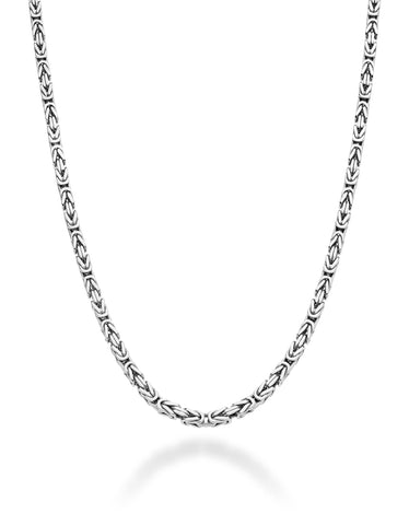Miabella Italian Rodium Plated 925 Sterling Silver 2.5mm Solid Square Byzantine Necklace for Men Women, Handmade in Italy (Length 26 Inches)