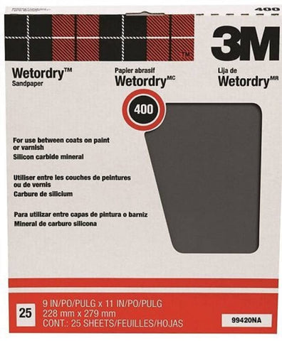 3M 88596NA 99420 Sand Paper, 9" x 11", Clear