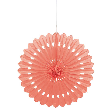 16" Coral Tissue Paper Fan Decoration
