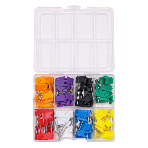 Hsthe Sea 160PCS Map Pins with Coloured Flags Colourful Marking Flags Pin for Maps World Map Travel Map Pin Board and Bulletin -35 mm
