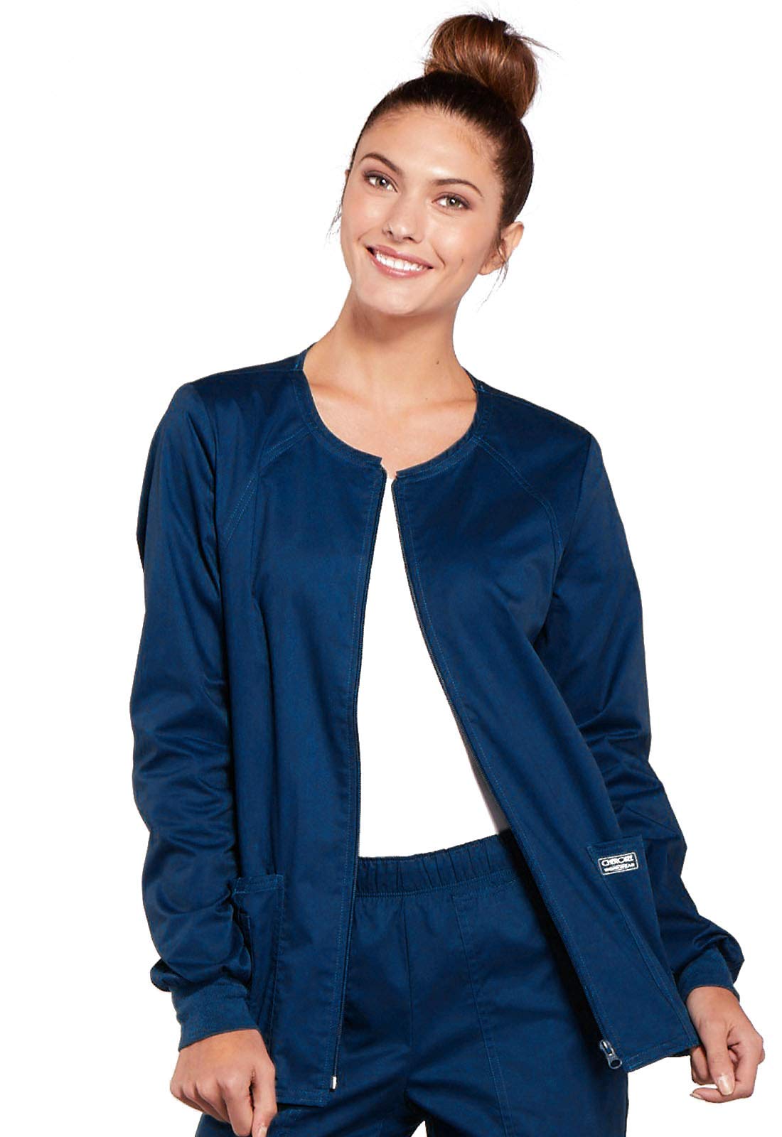 CHEROKEE Women's Workwear Core Stretch Warm Up Scrubs Jacket - Blue - XX-Large