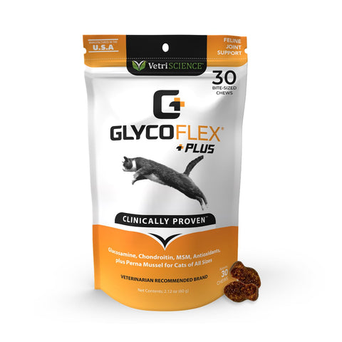 VETRISCIENCE Glycoflex Plus Chondroitin Maximum Strength Hip and Joint Supplement for Cats, 30 Chews