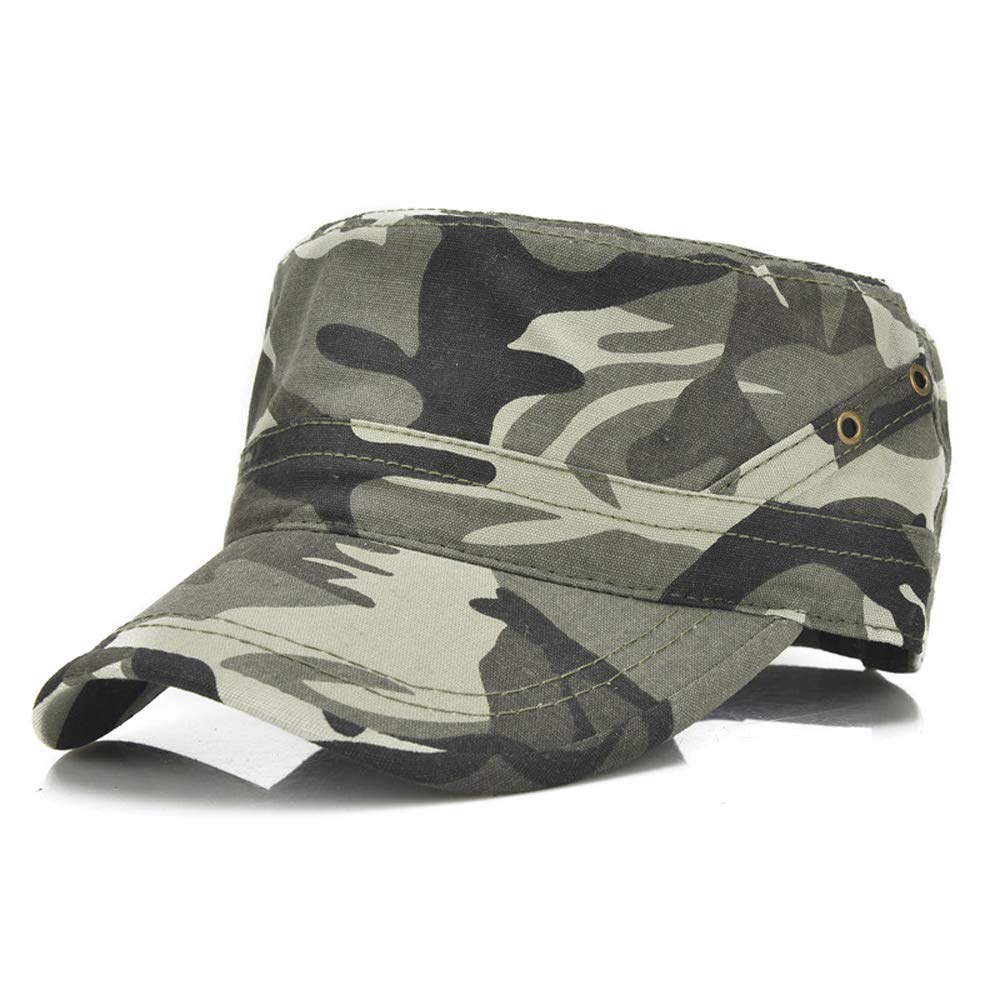 CHENGZI Unisex Army Hat Cadet Cap Twill Flat Top Cap Fashion Adjustable Baseball Hat (Camouflage)