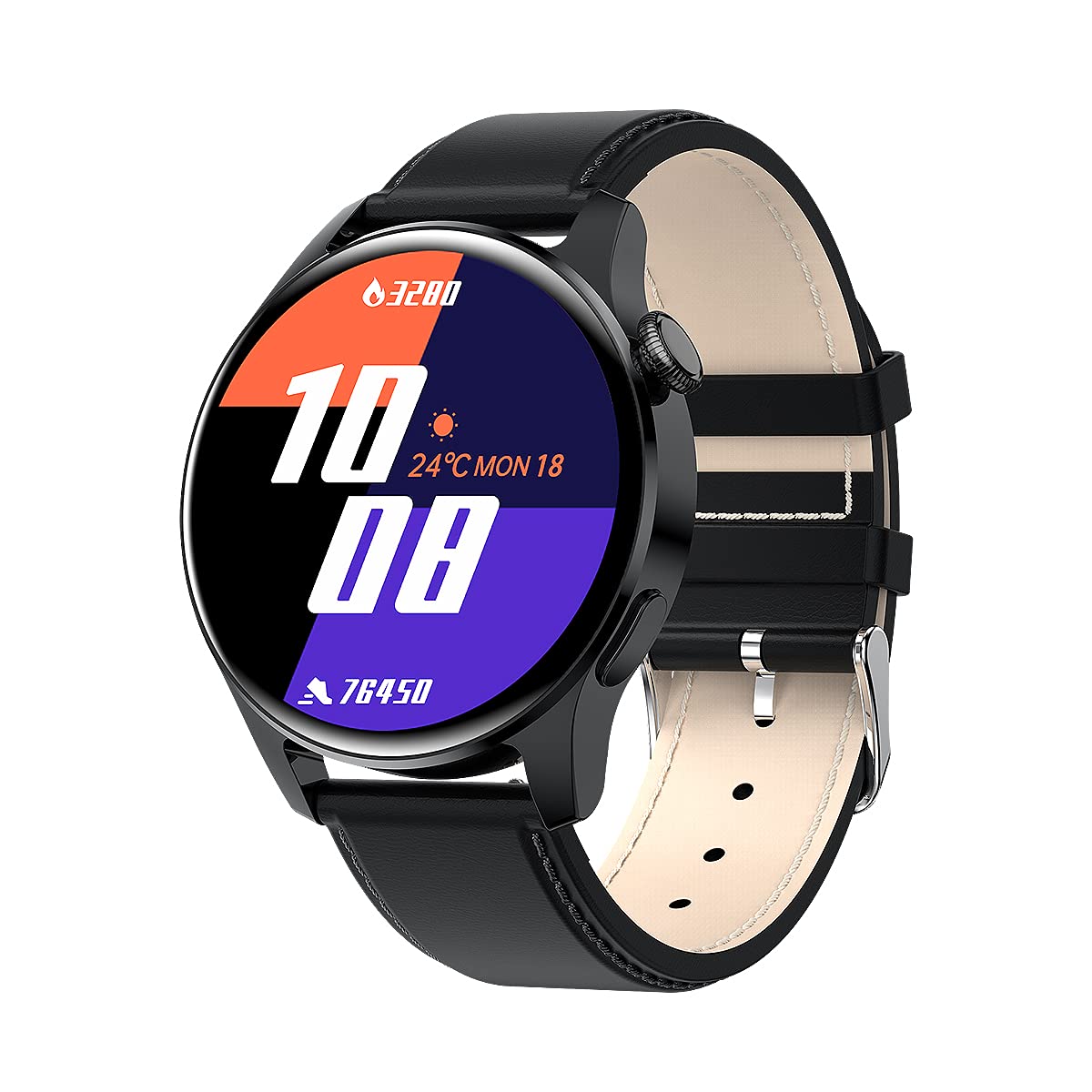 Smart Bracelet Heart Rate Blood Pressure Blood Oxygen Music Control Photo Pedometer Bluetooth Call Smart Watch I29 (Black Leather)
