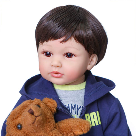 iCradle Angelbaby 24 inch Reborn Toddler Boy Dolls Soft Silicone Reborn Baby Dolls Look Real (Blue/Green)