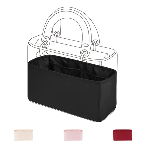 DGAZ Silk Purse Organizer Insert For Lady-Dior Micro/Mini/S/M/L bags?Silky Smooth Bag Organizer?Luxury Handbag & Tote Shaper?Black?M?